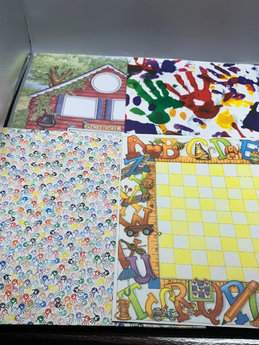 Assorted School Themed Scrapbook Paper and Pop-Out Shapes and Stickers